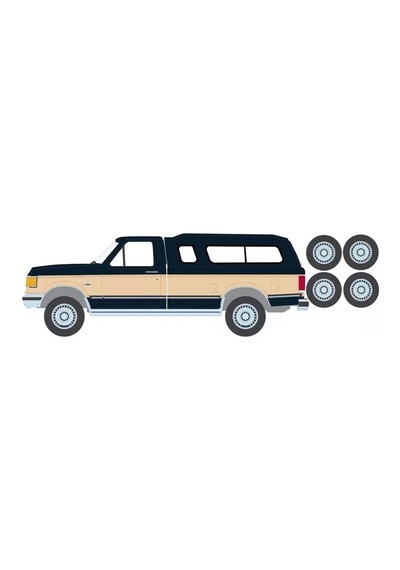 Greenlight 1991 Ford F-150 Xlt Lariat With Camper Shell / Spare Tires 1/64 Model Araba