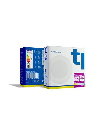 Redeem Plus C10W Downlight, Titreşimsiz, Göz Konforu, 657 Lümen, Ilık Beyaz, 3000 Kelvin Beyaz