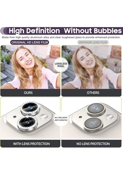 Kamera Koruyucu For 16/16plus İle Uyumlu Taşlı Kamera Lens Koruyucu Metal Temperli Hd Cam Çizilmeye Dayanıklı Kamera Koruyucu Taşlı Silver, İphone 16/16plus