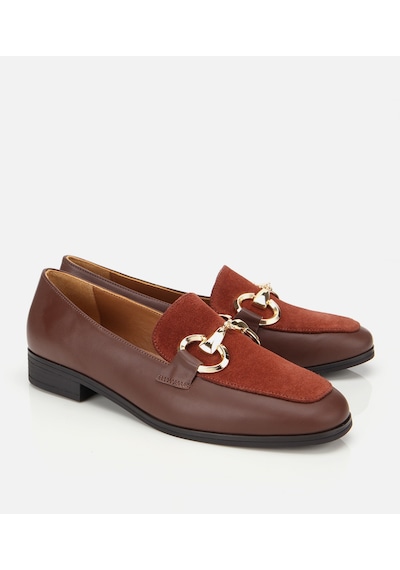 Hotiç Kadın Süet Deri Acı Kahverengi Tokalı Klasik Loafer
