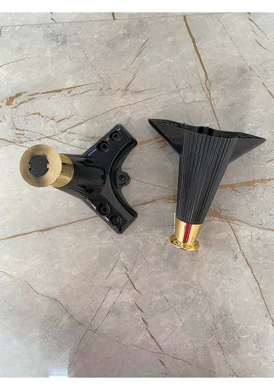 Çizgili Siyah Gold Renk Plastik Ayak 15 Cm Baza Koltuk Sehpa Dolap Ayağı 4 Adet Gold Siyah Diğer