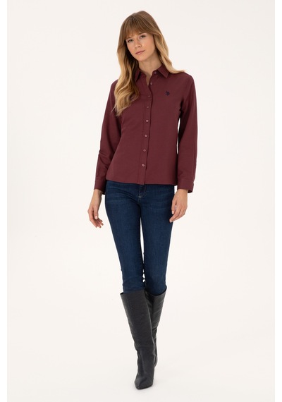 U.S. Polo Assn. Kadın Bordo Uzun Kollu Basic Gömlek 50316711-VR177 U.S. Polo Assn. Kadın Bordo Uzun Kollu Basic Gömlek 50316711-VR177