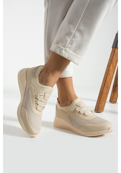 Bej Anatomik Esnek Taban Slip-on Spor Ayakkabı Günlük Sneaker Bej