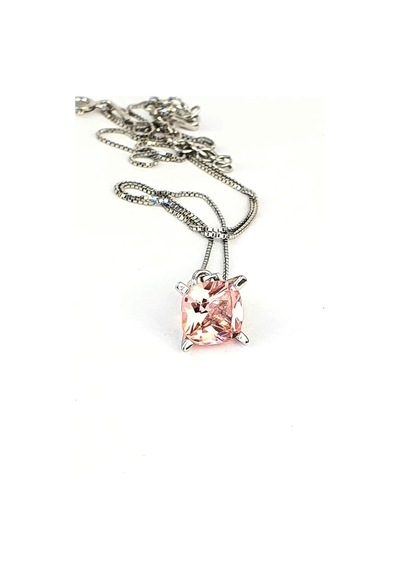 Sky Diamond Pink Morganit Taşlı 925 Ayar Gümüş Lüks Kolye (517886197)