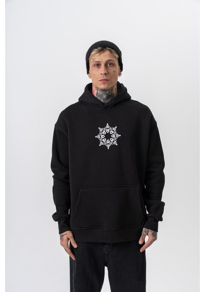 Respire Erkek Itsbyzey Nakışlı Kapüşonlu Oversize Hoodie Siyah