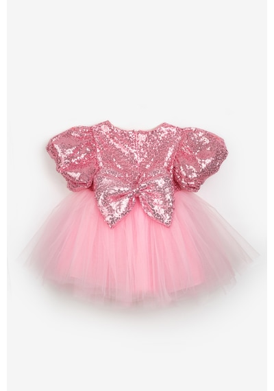 Le Mabelle Pembe Fiyonk Detaylı Pullu Kız Bebek Elbise - Amber Pembe