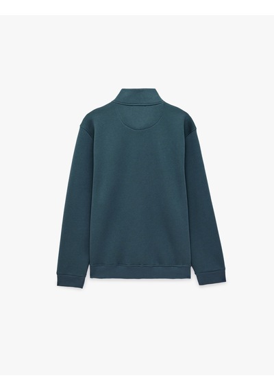 Koton Şardonlu Regular Fit Uzun Kollu Fermuarlı Yaka Sweatshirt Mavi 7wam70003mk