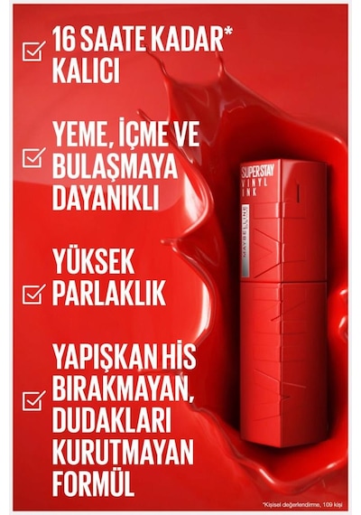 Maybelline New York Super Stay Vinyl Ink Uzun Süre Kalıcı Likit Parlak Ruj 10 Lippy & Mini Sky High Cosmic Black Maskara pktssvnl35crlbnc-9346 10 Lippy