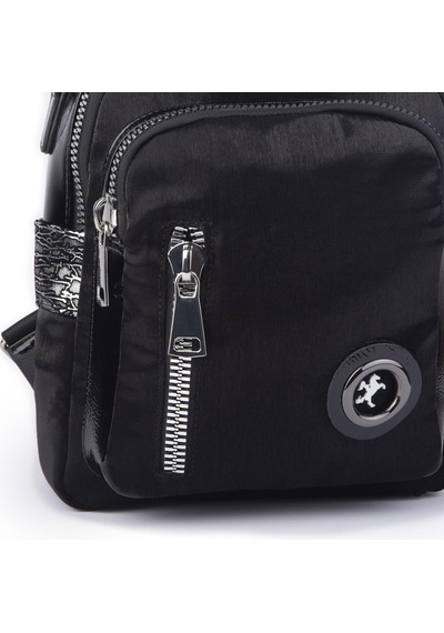 Nas Bag Kadın Dönüştürülebilir Sırt Ve Omuz Çantası Şık Geniş Fermuarlı Çanta 24x31x14 Cm Siyah Simli Çok Renkli