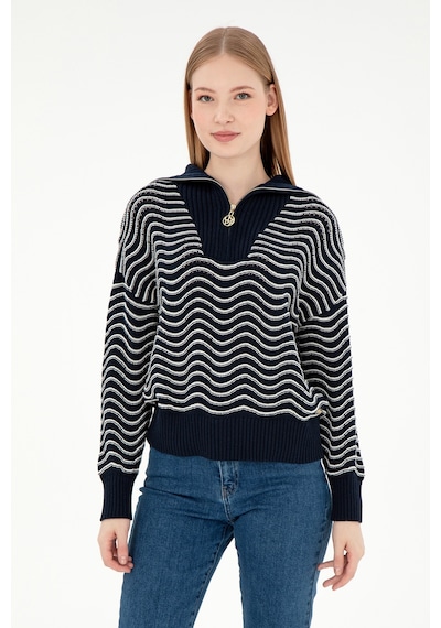 U.S. Polo Assn. Kadın Lacivert V Yaka Kazak 50293035-VR033