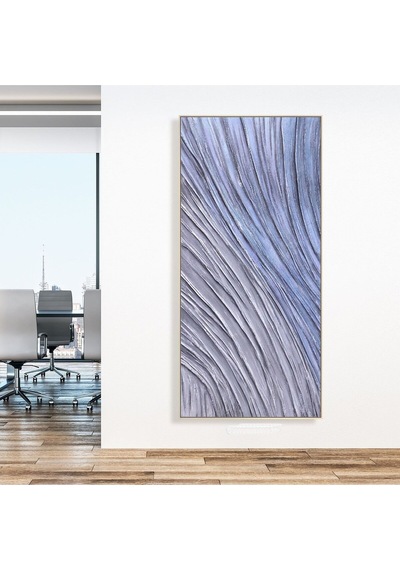 Dokulu Soyut Büyük Boy El Yapımı Yağlı Boya Tablo 94x145cm