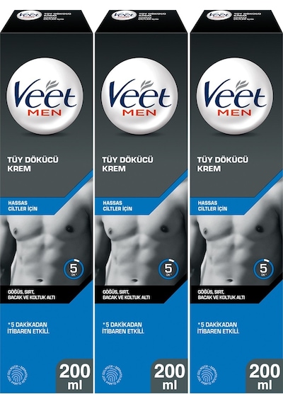 Veet Men Hassas Ciltler Tüy Dökücü Krem 3 x 200 ML