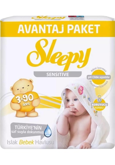 Sleepy Islak Havlu 3X90'Lı Sensıtıve Kapaklı
