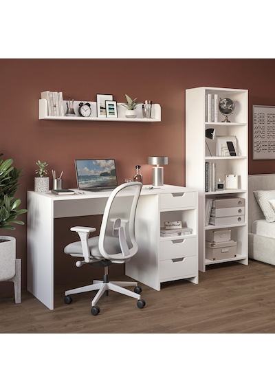 Trio Kitaplıklı Çalışma Masası Beyaz