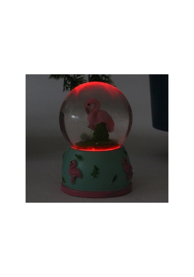 Hediyelik Led Işıklı Flamingo Figürlü Cam Küre
