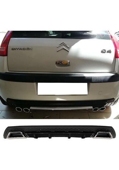 Citroen C4 Siyah Difüzör Çiftli Kare Egzoz Görünümlü D Tip Difizör Uyumlu