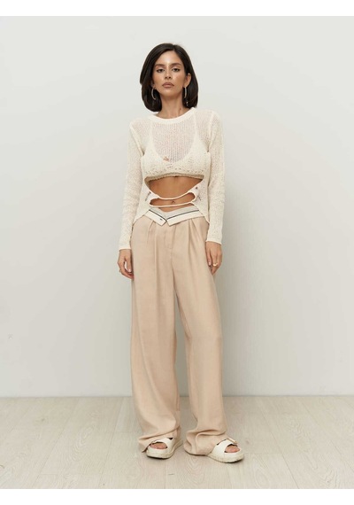 Mai Collection Mai Studios Co. Bohemai Tessa Tencel Bej Palazzo Pantolon Bej