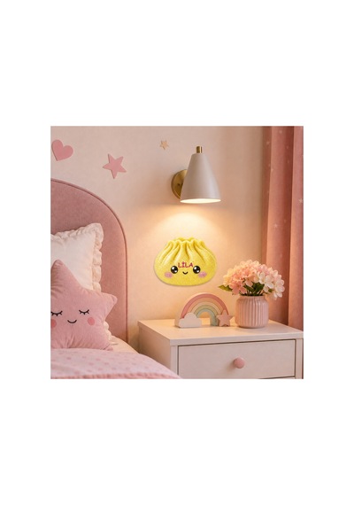 Dumpling Squishy Çin Mantısı Temalı Kişiye Özel Mdf Çocuk Odası Süsü Sarı