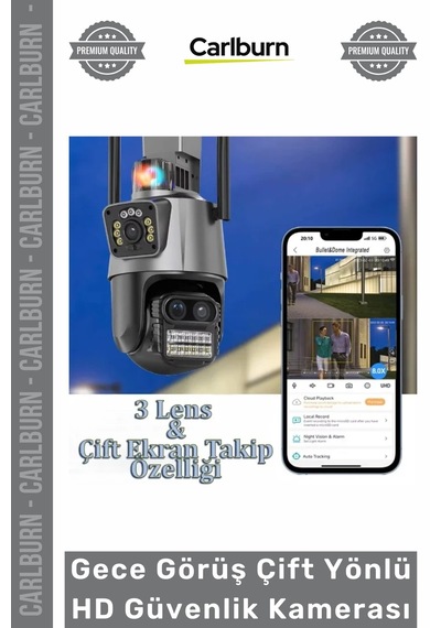 Kamera 3 Lens Wi Fi Gelişmiş Ip66 Dış Ortam Gece Görüş Çift Yönlü İletişim Hd Güvenlik Kamerası