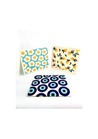 Swedish Dishcloth İsveç Bezi Renkli Desenli 3'lü Paket, Sürdürülebilir, Tekrar Kullanılabilir, Çok Renkli