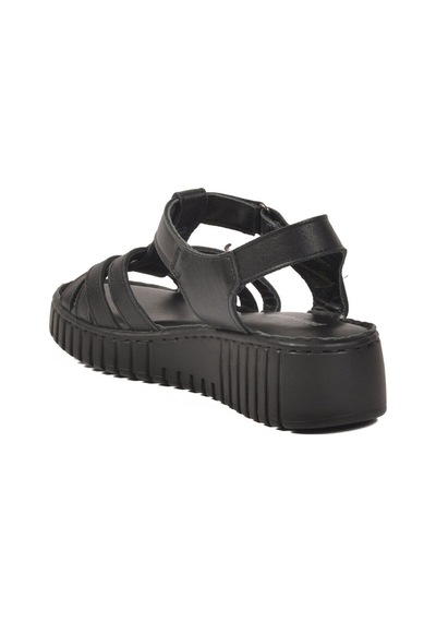 Pierre Cardin Siyah Hakiki Deri Cırtlı Kadın Günlük Topuklu Sandalet Pc-54787 Z Siyah