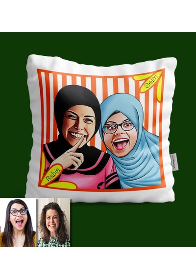 Kişiye Özel Türbanlı Karikatürlü Yastık 37767