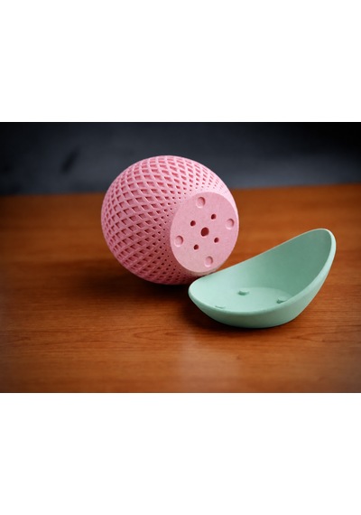 3d Baskı Küre Saksı - Kafes Dokulu İki Parçalı Dekoratif Saksı - Pembe-mint