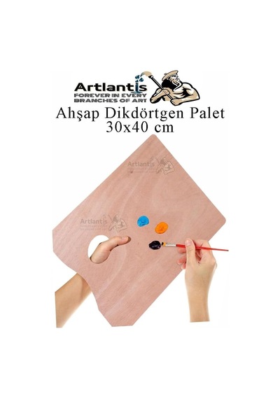 Ahşap Dikdörtgen Palet Naturel 20x30 Cm 1 Adet Orta Boy Ahşap Boya Paleti Resim Boyama Tepsisi Akrilik Guaj Karışt