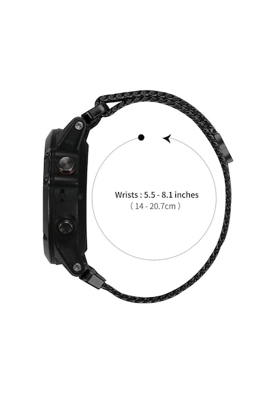 Caseonn Garmin Fenix 7 Kordon Quickfit Manyetik Metal Hasır Yedek Kayış Siyah