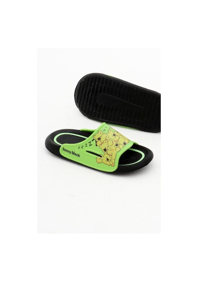 Tonny Black Poli Taban Ayıcık Desenli Çocuk Unisex Yeşil Terlik Tbacr895 Yeşil