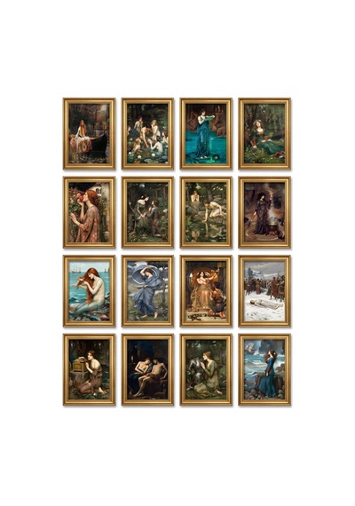 John William Waterhouse Tabloları 16'lı Sticker Seti Laptop Defter Etiketi Çok Renkli