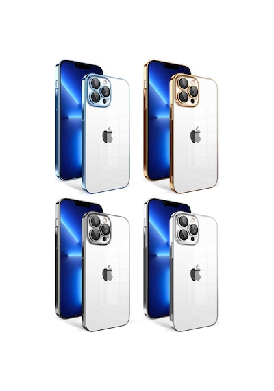 Apple Uyumlu iPhone 12 Pro Kılıf Kamera Korumalı Renkli Çerçeveli Zore Garaj Kapak Gümüş