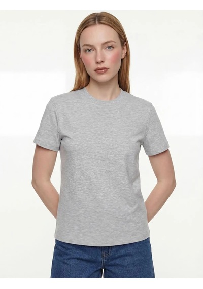 Boxy Fit Kadın Tshirt K.kol Gri