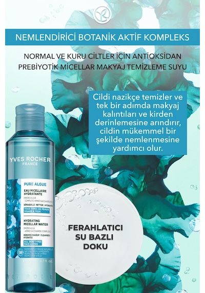 Yves Rocher Makyaj Temizleme Micellar Suyu-normal Ve Kuru Cilt -pure Algue Nemlendirici Botanik Kompleks 200ml