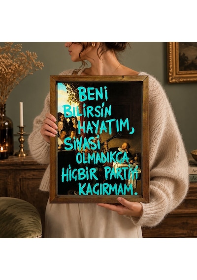 Bk Gift Vintage Klasik Sanat Esprili Sözlü Masif Ahşap Çerçeveli Dekoratif Tablo - 3