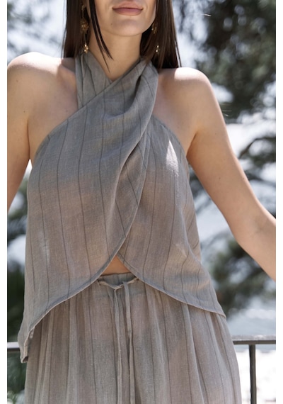 Mai Collection Mai Studios Co. Cadhas Boyundan Bağlamalı Vizon Crop Pantolon Takım Vizon Mai Collection Mai Studios Co. Cadhas Boyundan Bağlamalı Vizon Crop Pantolon Takım Vizon