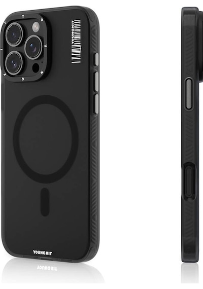 Apple Uyumlu iPhone 16 Pro Max Uyumlu Kılıf Magsafe Şarj Özellikli Youngkit Hidden Sand Serisi Kapak Siyah