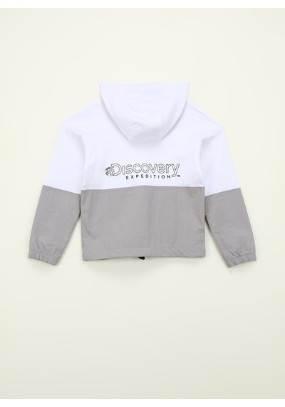 Discovery Expedition Beyaz Kız Çocuk Kapüşonlu Oversize Blok Sweatshirt D4sg-swt3086