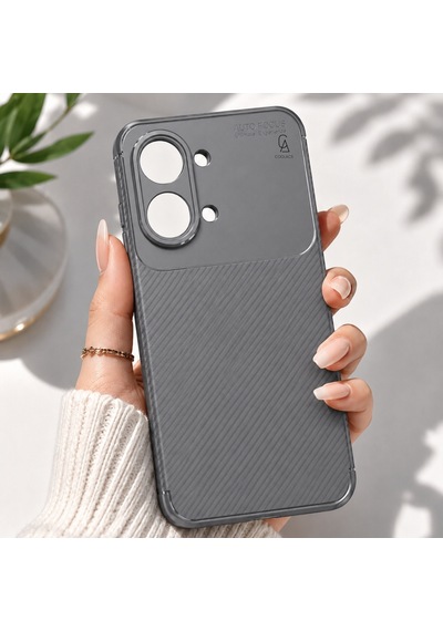 Xiaomi Poco X8 Pro Max Uyumlu Kılıf Karbon Tasarım Kamera Korumalı Silikon Telefon Kılıfı Kapak Gri