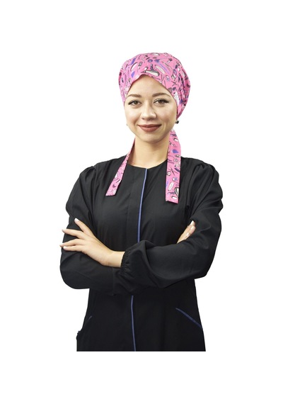 Tesettür Pembe Güzellik Desen Likralı Estetisyen Kuaför Güzellik Pembe