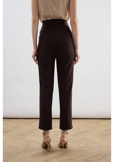 Sateen Bel Aksesuarlı Pantolon - Kahve-136829 Kahve