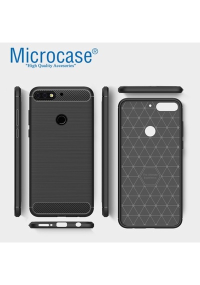Huawei Y7 2018 London Brushed Carbonfiber Silikon Tpu Kilif+Cam 272058779 - Seçenek / Cam Koruma-Cam Istemiyorum