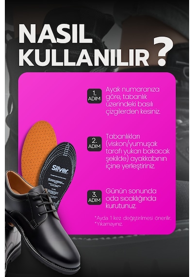 Silver Deri Koku Yapmaz Kesilebilir Ayakkabı Tabanlığı Gözenekli Tabanlık 35-45