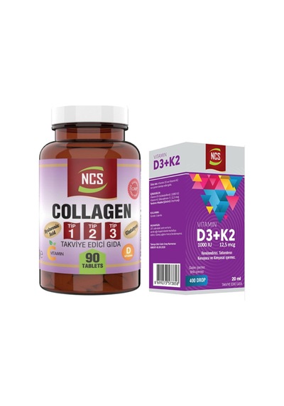 Kollajen Tip 1-2-3 Vitamin C & E 90 Tab & Vitamin D3 + K2 Damla 20 Ml