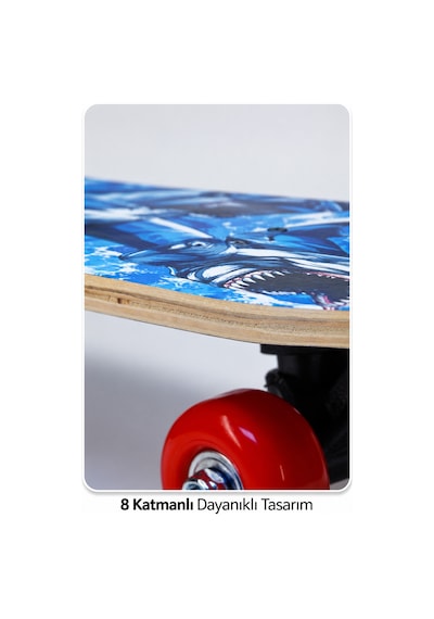 Büyük Boy Kaykay 80 Cm 8 Katmanlı Canlı Desenli Kemik Teker Kaymaz Skateboard 3108 Gri