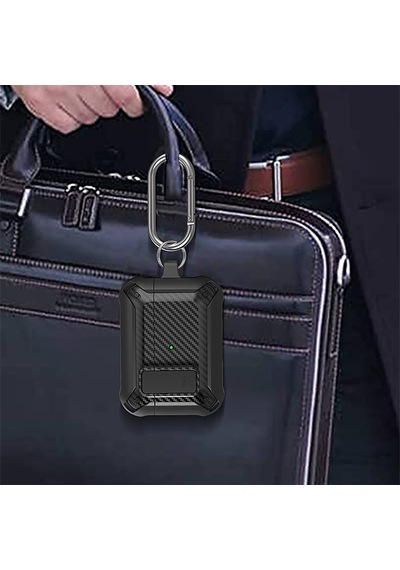 Caseonn Apple Airpods 4.nesil/anc Kılıf Çift Katmanlı Emniyet Kilitli Karbon Koruma Siyah