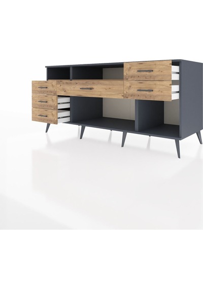Kronos Konsol 2 Raflı 6 Çekmeceli 176x59x83 Antrasit-çam/çam Çam/çam Kronos Konsol 2 Raflı 6 Çekmeceli 176x59x83 Antrasit-çam/çam Çam/çam