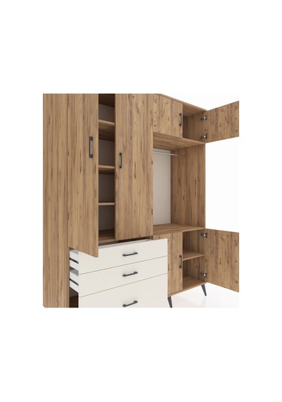 Kronos Gardrop 7 Raflı 3 Çekmeceli Tek Askılı 176x59x221 Çam-çam/aytaşı Çam/aytaşı Kronos Gardrop 7 Raflı 3 Çekmeceli Tek Askılı 176x59x221 Çam-çam/aytaşı Çam/aytaşı