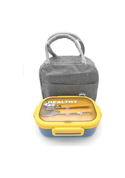 Valkyrie Isı Yalıtımlı Termal Çantalı Çelik Lunch Box Bpa Sız, Sızdırmaz, Çok Bölmeli Yemek Kabı Sarı Yeşil Yeşil