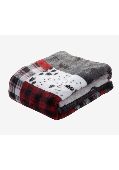 Velvet Touch Ultra Peluş Noel Tatili Baskılı Polar Battaniye-127 X 152 Cm, Paket , Yama İşi Çok Renkli